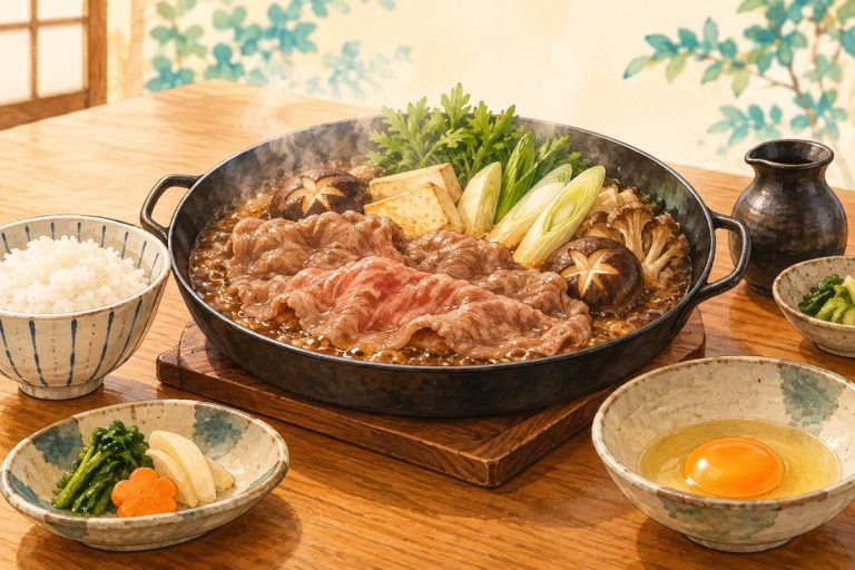 牛鍋と食事を題材にした独自生成の料理イメージ