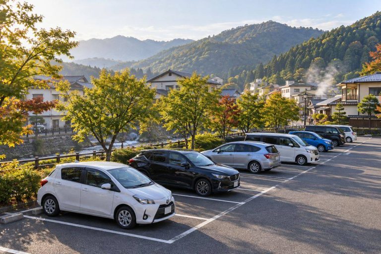 市街地の屋外駐車場を題材にした生成イメージ
