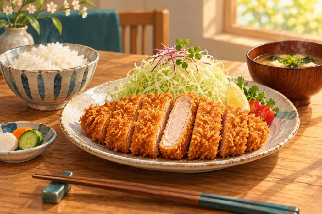 かつれつ定食とキャベツを題材にした独自生成の料理イメージ