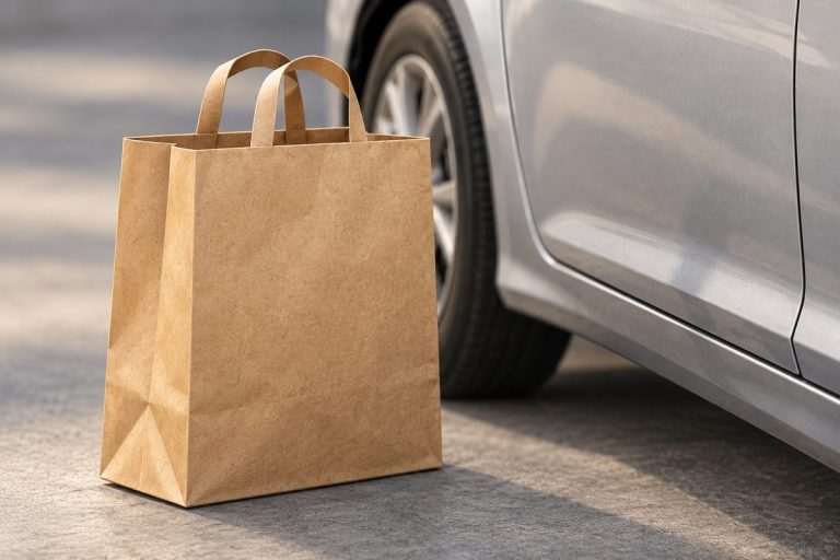 俵町の駐車場を使った買い物を題材にした生成イメージ