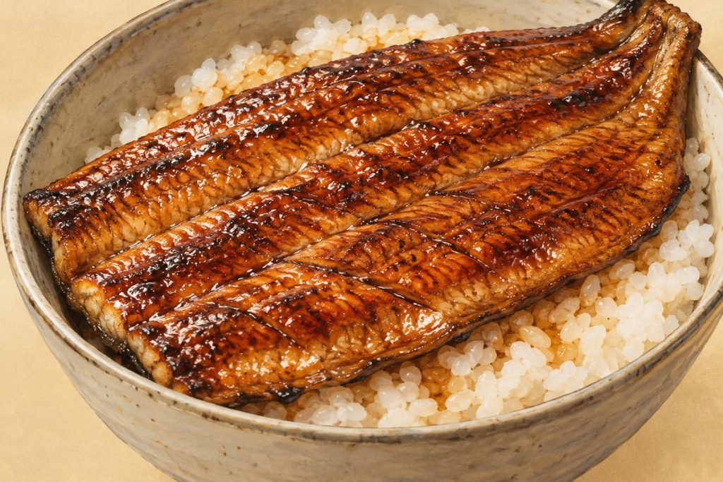 たれをまとった焼きうなぎと白いご飯の生成イメージ