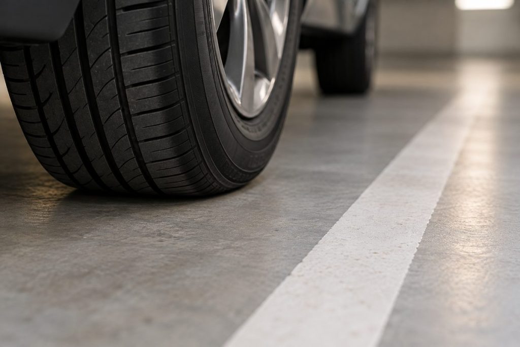 車輪と駐車区画の白線を題材にした生成イメージ