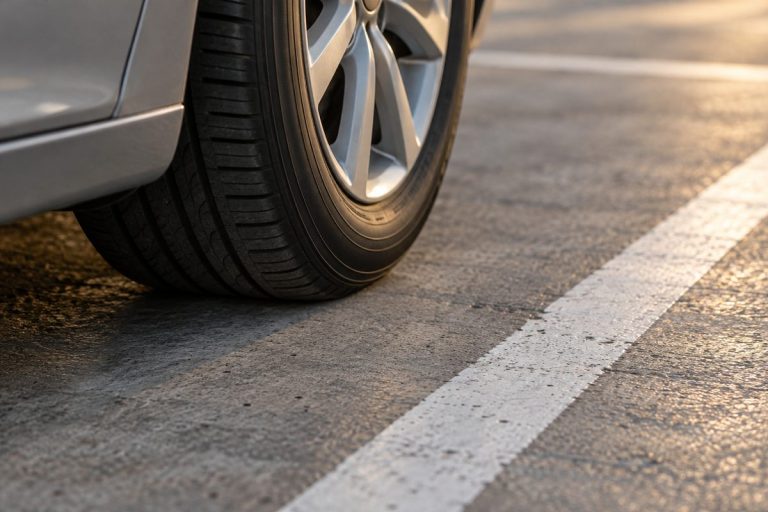 車輪と駐車区画の白線を題材にした生成イメージ