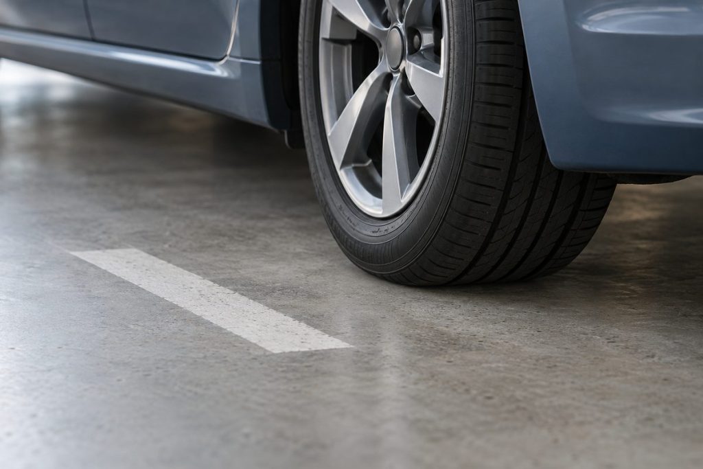 車輪と駐車区画の白線を題材にした生成イメージ