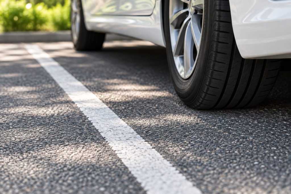 車輪と駐車区画の白線を題材にした生成イメージ