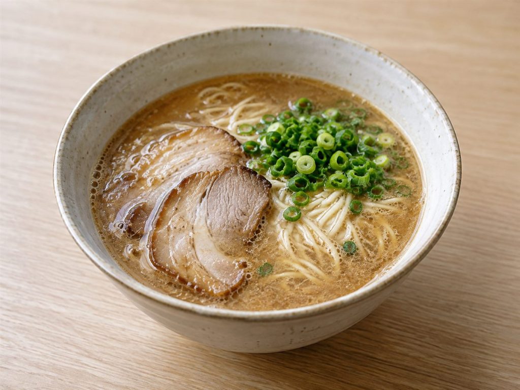 茶色いスープに細麺、チャーシューとねぎを合わせた中華そば